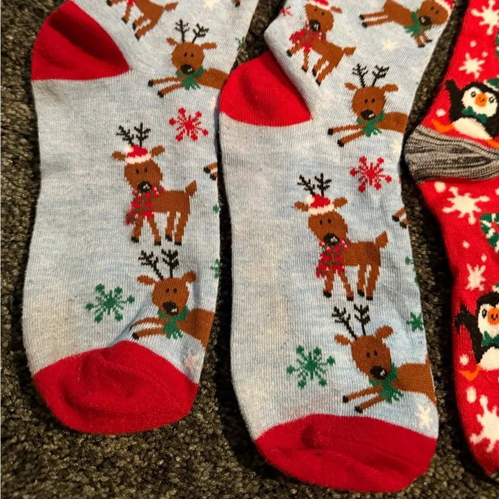 Holiday Socks Set of 3 - snowmen, penguins, reindeer
